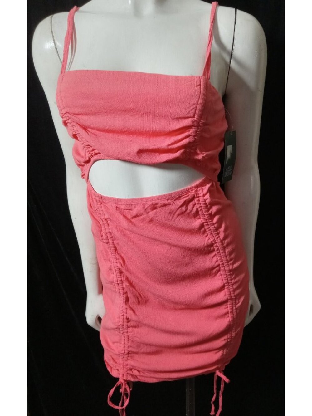 WILD FABLE Women's Pink Cut-Out Stretch Adjust-Spaghetti Strap Dress size M NWT